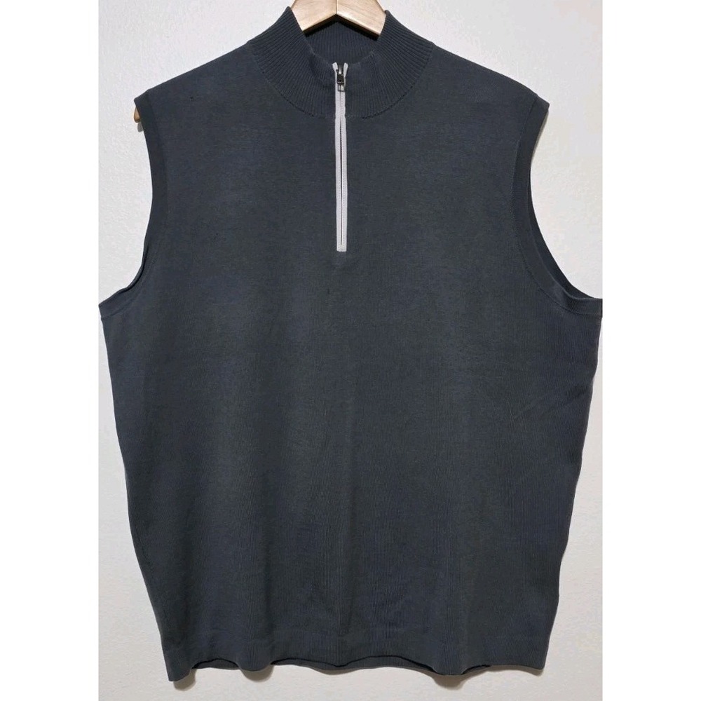 Peter Millar Men's Sz L 1/4 Zip Merino Wool Pullover Golf Vest Warmth Gray *read